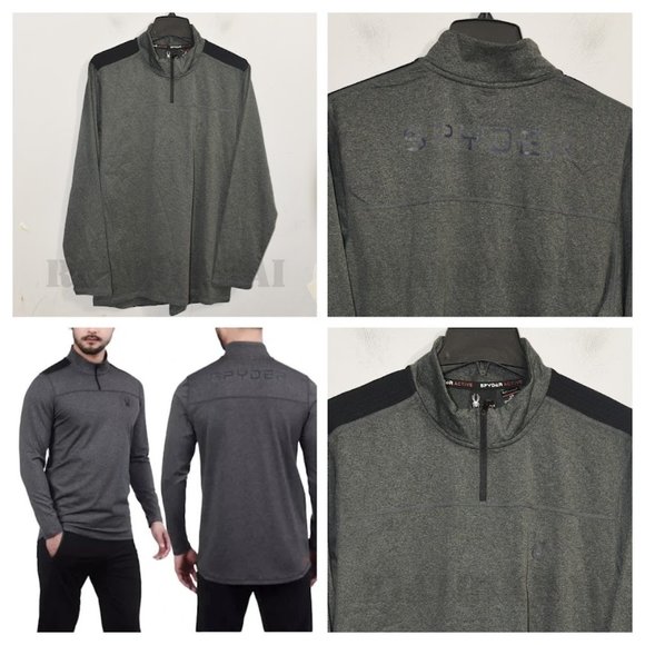 Gray NWT‎ Spyder Men's Performance 1/4 Zip Pullover - Picture 1 of 7